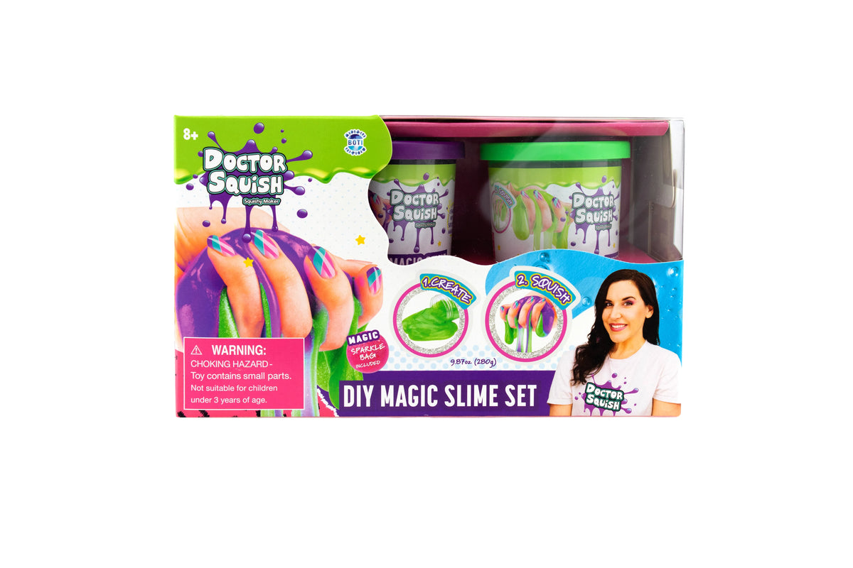 DOCTOR SQUISH - DIY MAGIC SLIME DOUBLE SET - GREEN AND PURPLE - 240 GRAMS