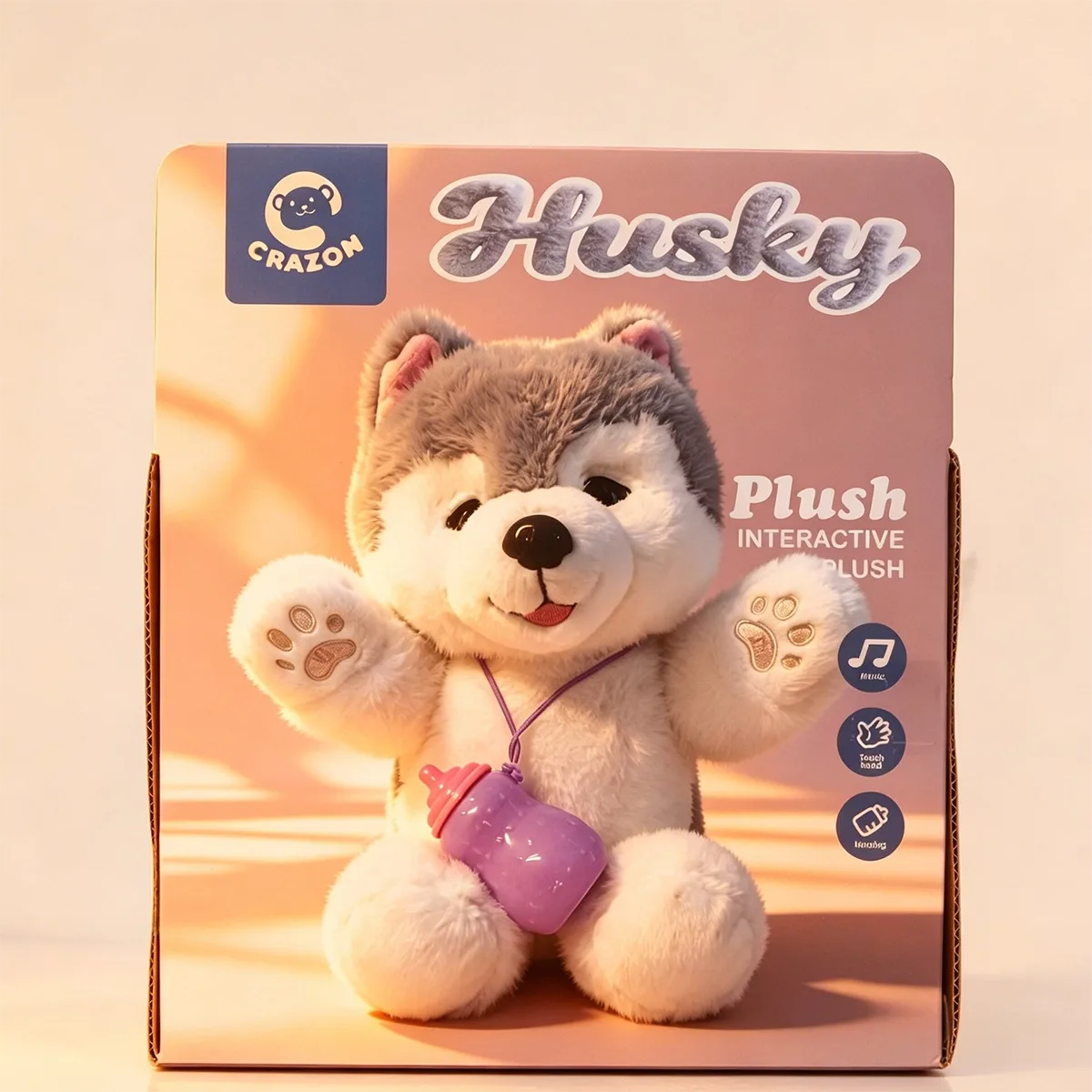 Crazon Interactive Plush Husky w/ Bottle