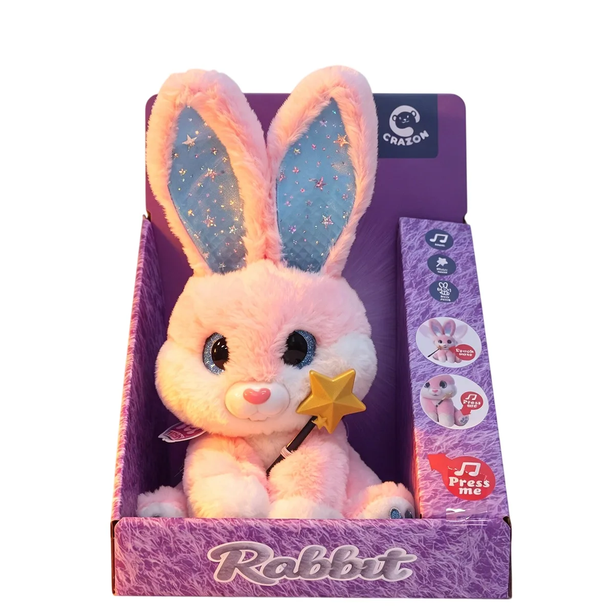 Crazon Interactive Plush The Magic Rabbit (White/Pink)