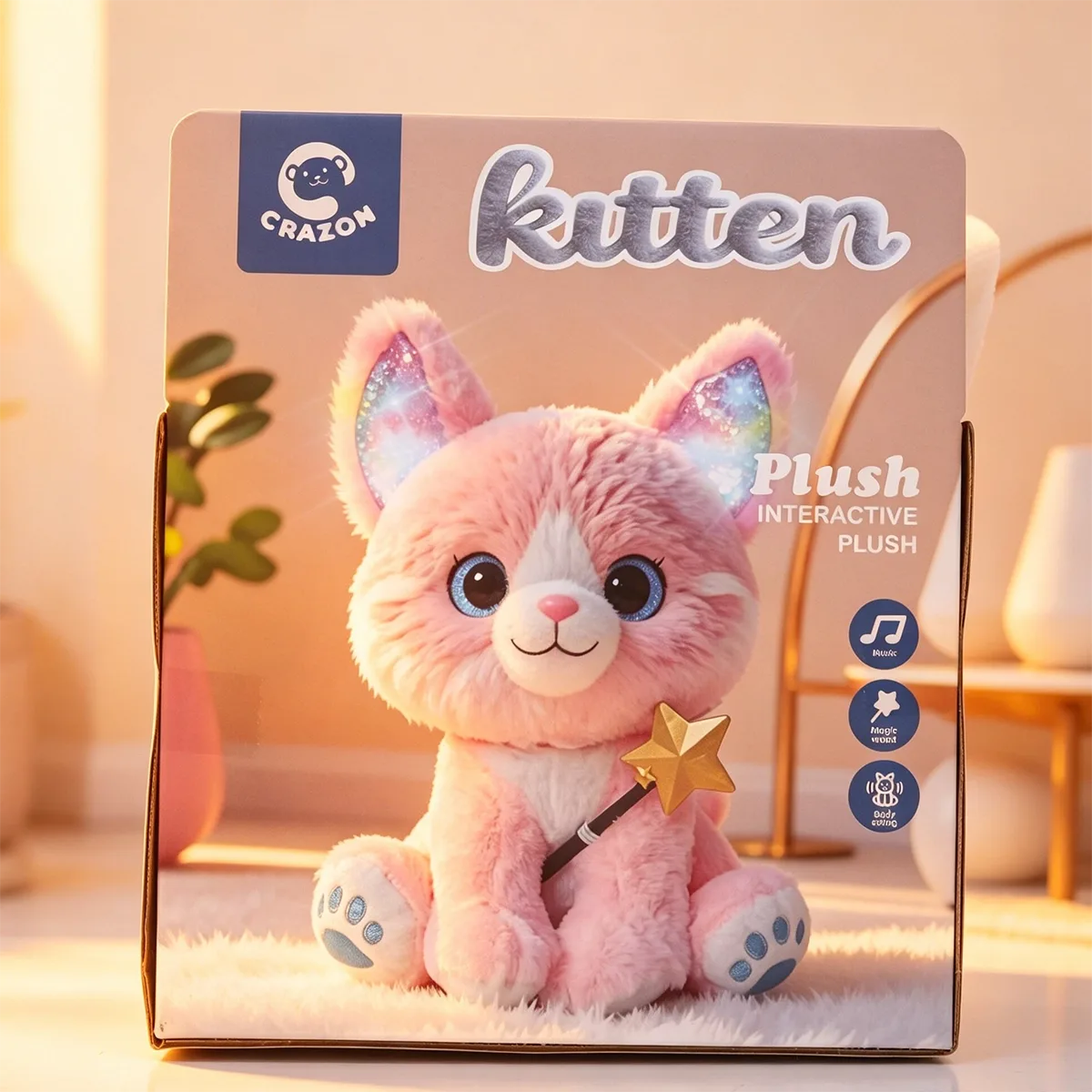 Crazon Interactive Plush The Magic Cat (White/Pink)