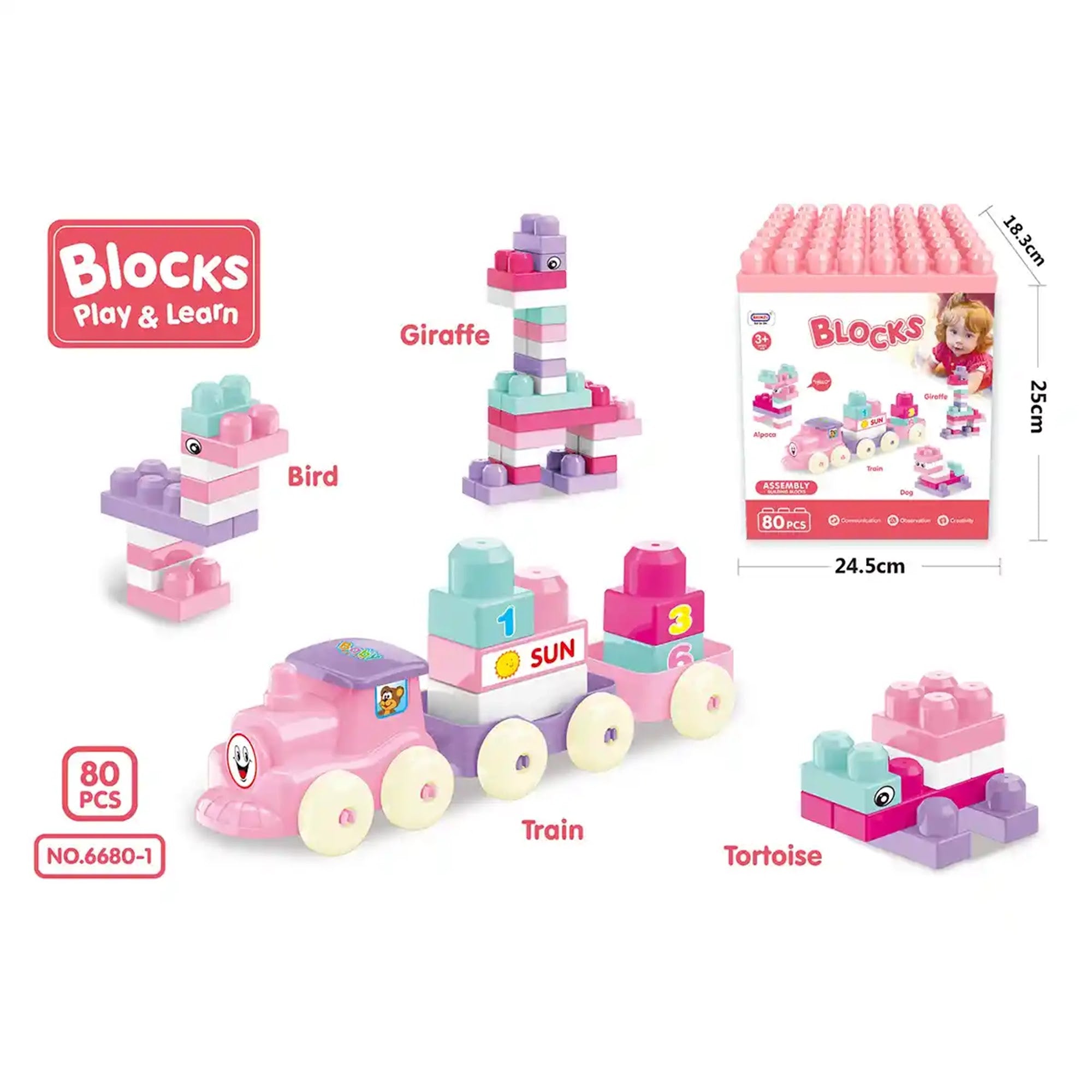 ANIMALS BUILDING BLOCKS FOR GIRLS (80 PCS) AGE- 3YRS+