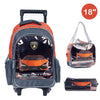 LAMBORGHINI  Trolley Bag 2 Main Compartments and 2 Side Pockets 18"  W/ LUNCH BAG&PENCIL CASE