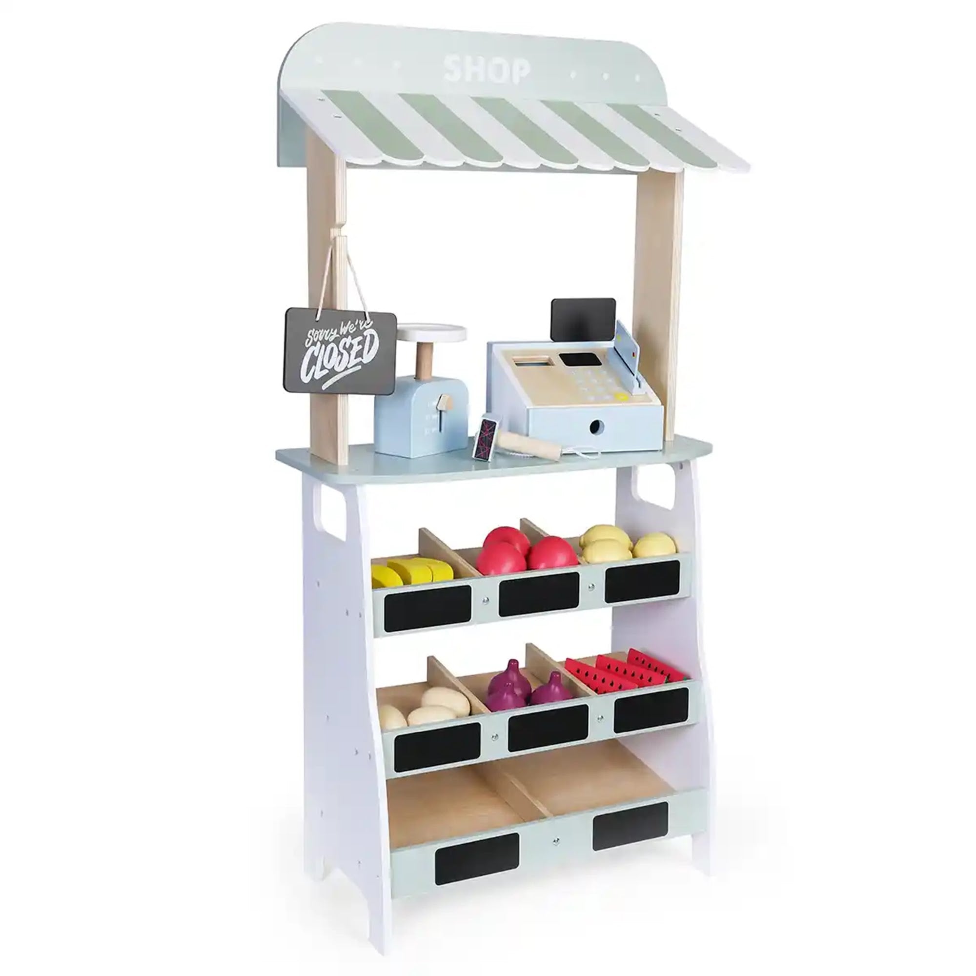 Edufun Wooden Farmer Shop (w cashier,scale and 18 fruits)