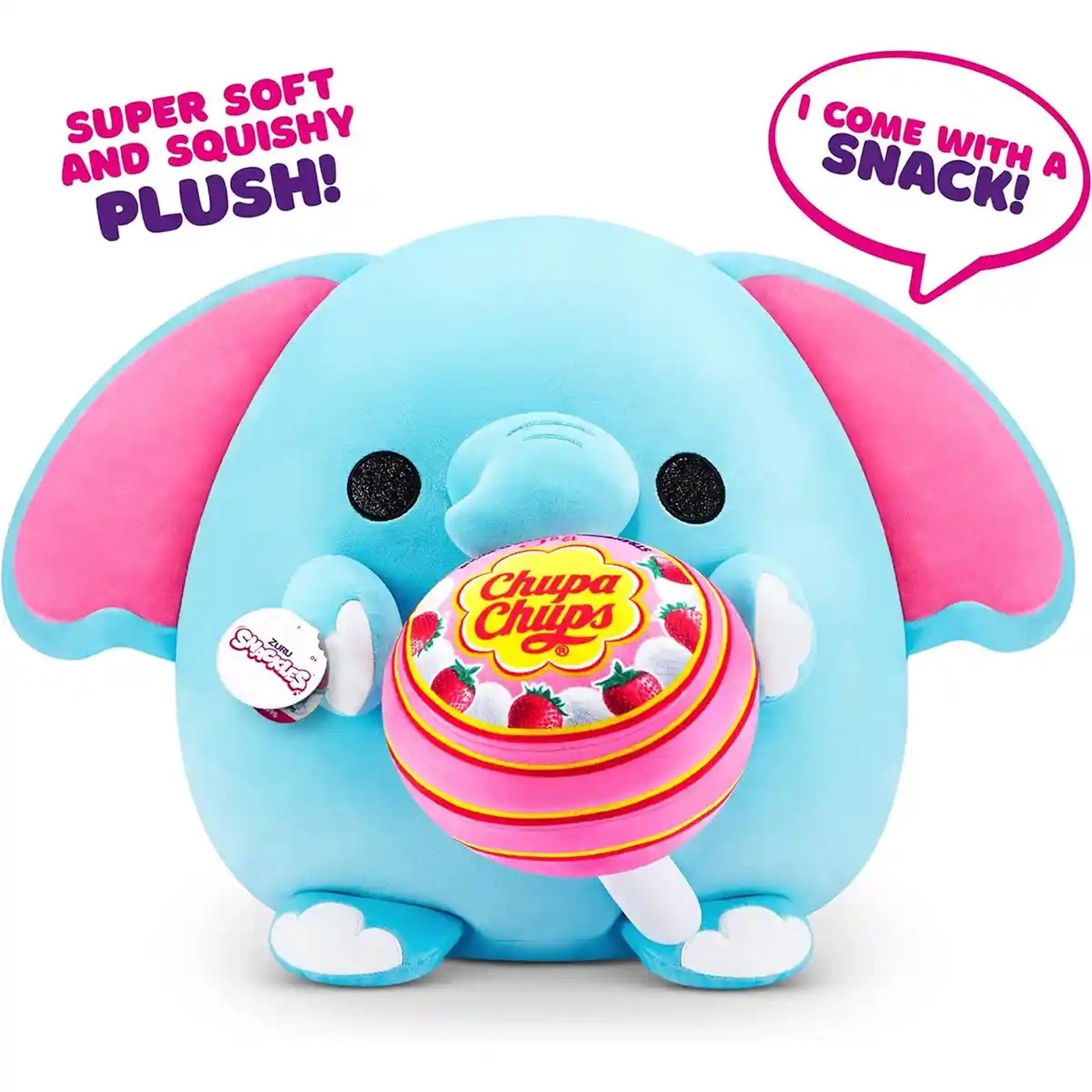 Snackles Medium - Elephant holding PLUSH Chupa Chups Lollilop