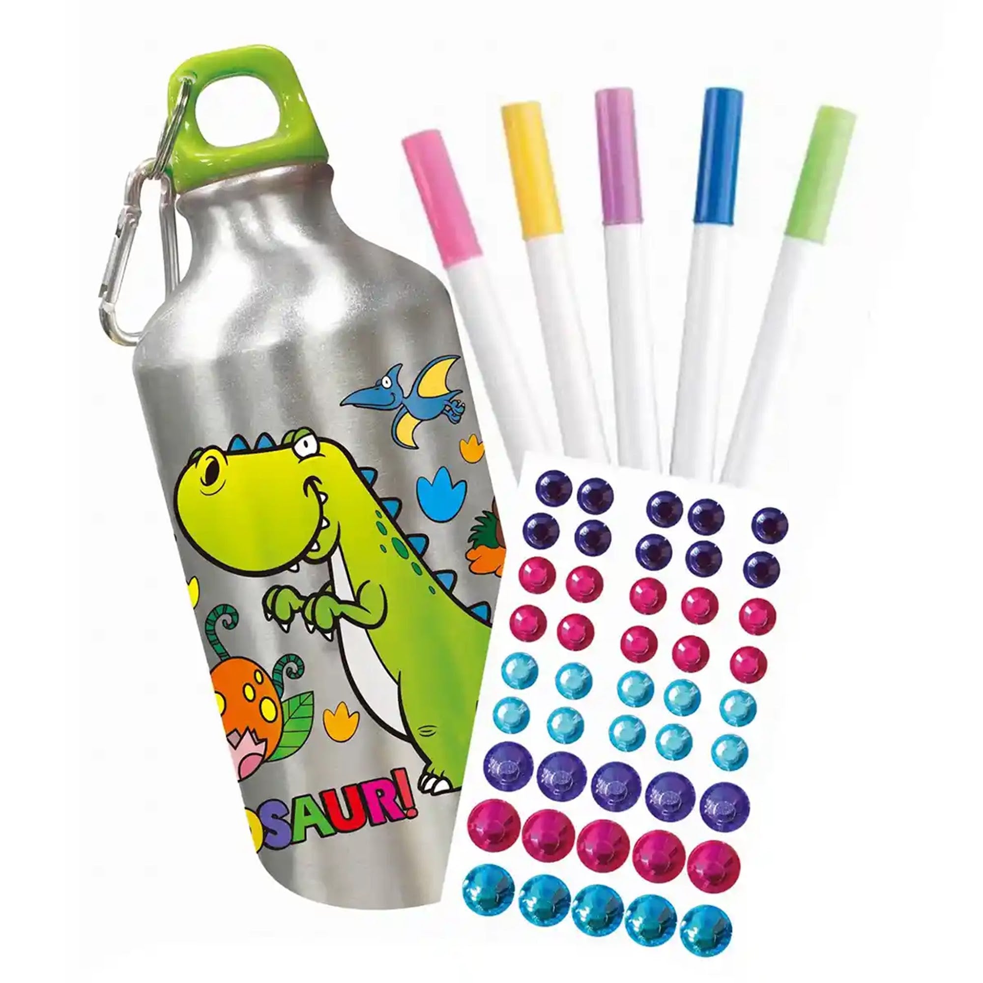 DIY DINOSAUR GRAFFITI WATER BOTTLE (500ML 5-COLOR WATERCOLOR PEN) 6YRS+