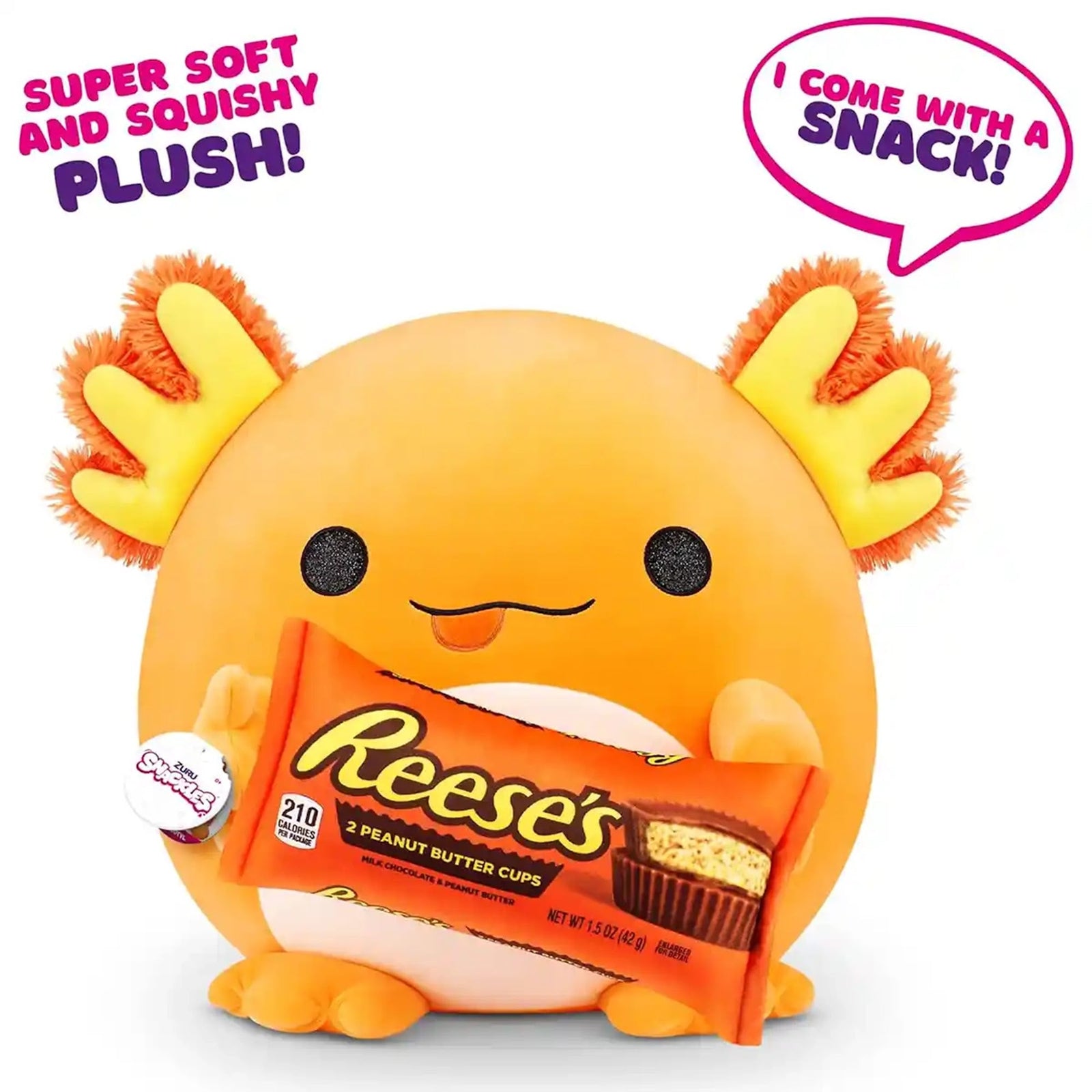 Snackles Medium - Axolotl holding PLUSH Reese's