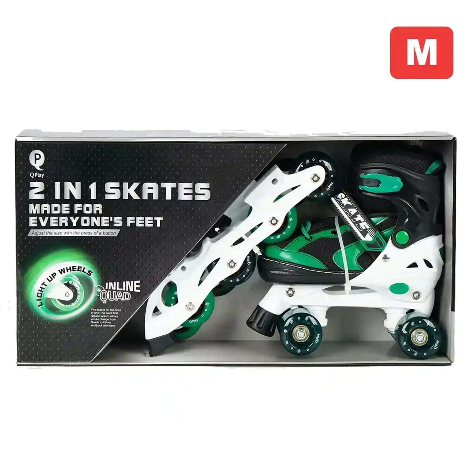 QPLAY INLINE 2in1 Skates (S) green