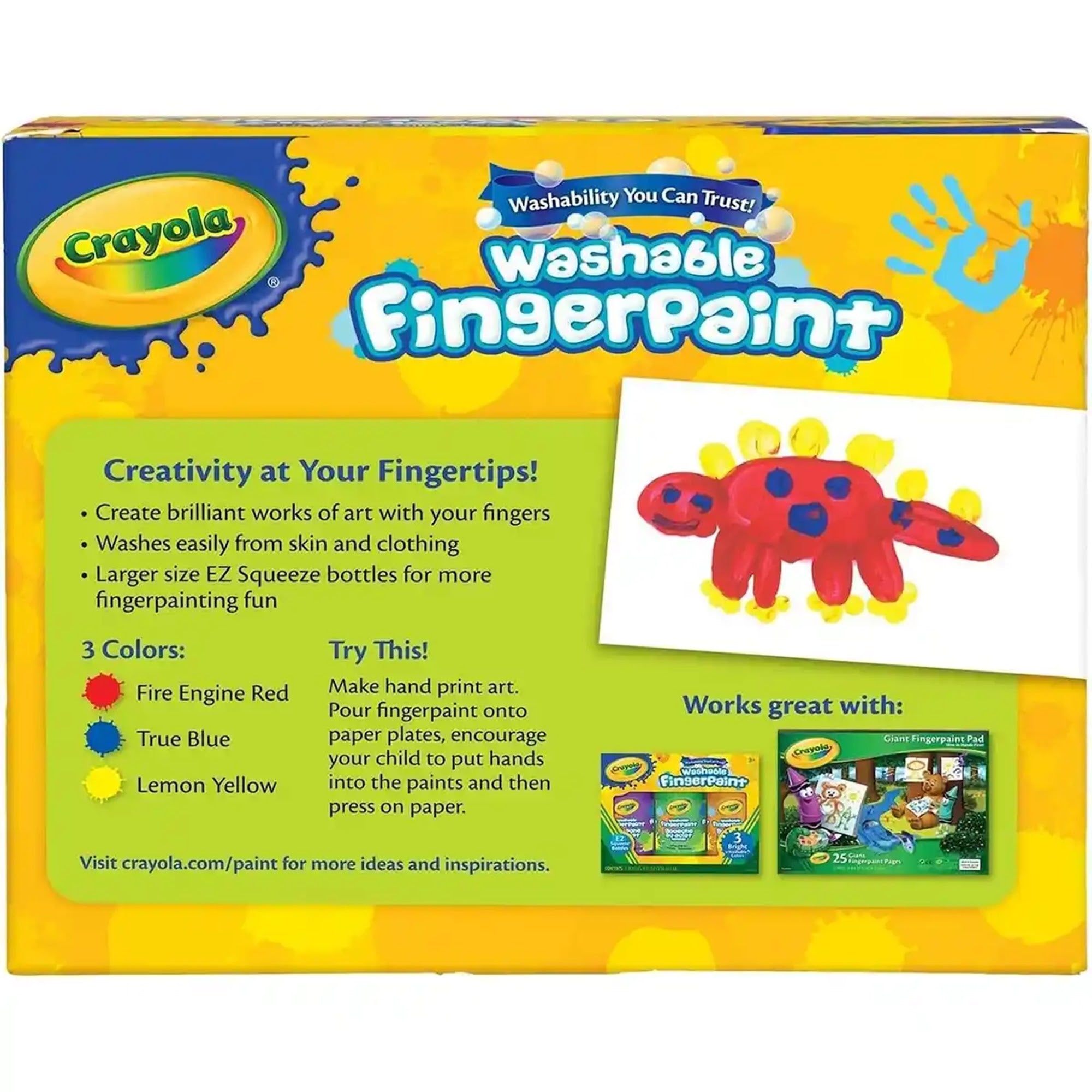Crayola 3 8-Oz. Washable Fingerpaint Bold Colors
