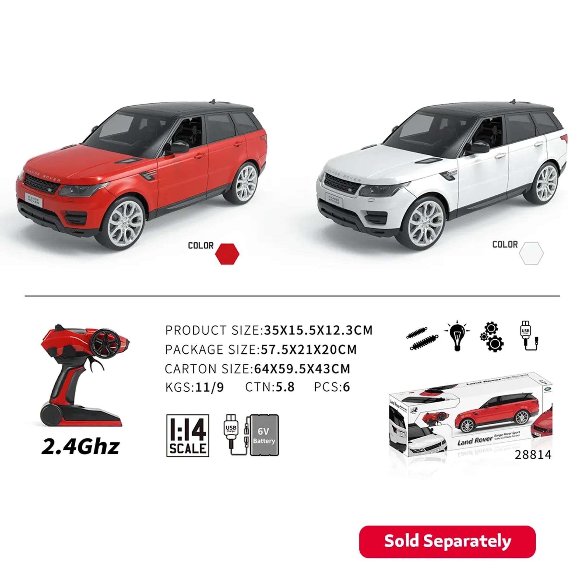 1:14 4-CH 2.4GHz RANGE ROVER RC CAR with battery 6YRS+