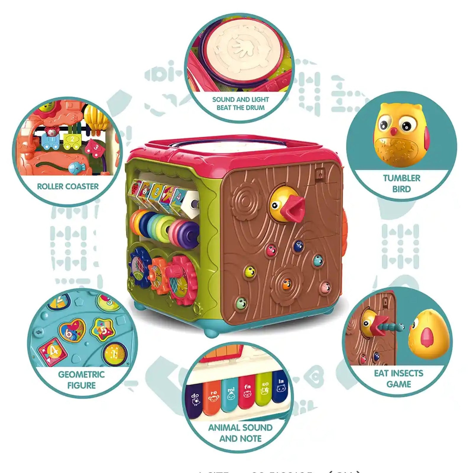 Magic Box 6 in 1 Electric Magic Puzzle Box Set Music Hand Drum Activity Cube For 3YRS+