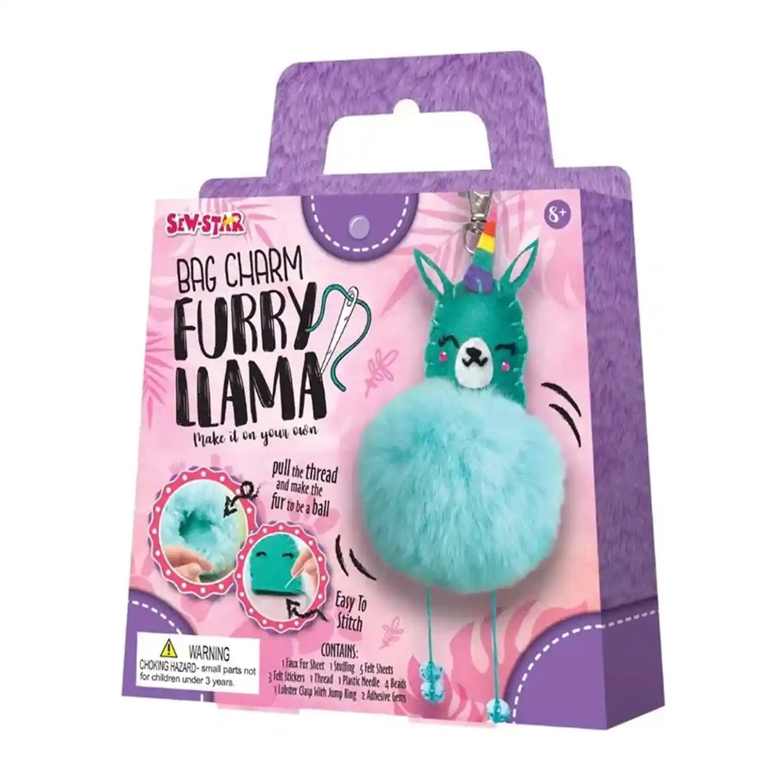 BAG CHARM-FURRY LLAMA