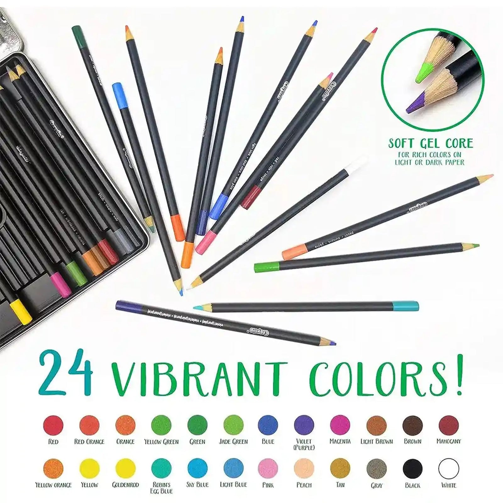 Crayola Signature, 24 ct. Blend & Shade Colored Pencils w/Tin