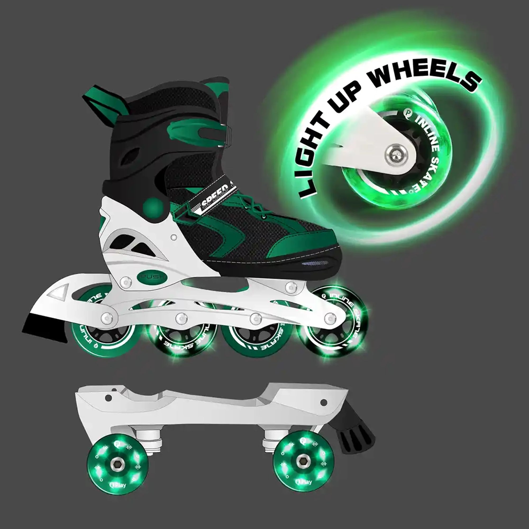 QPLAY INLINE 2in1 Skates (S) green
