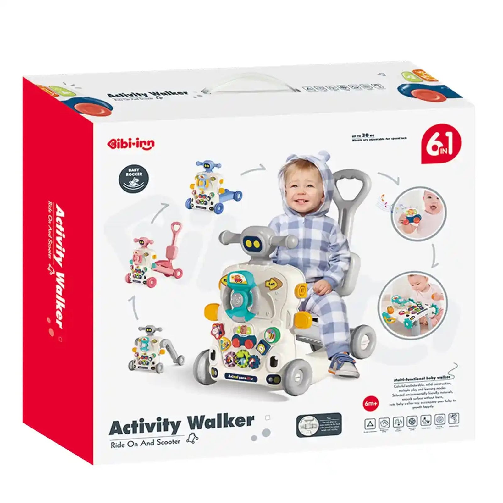 BIBI-INN MULTIFUNCTIONAL 6 in 1 ACTIVITY WALKER BLUE For 6M+