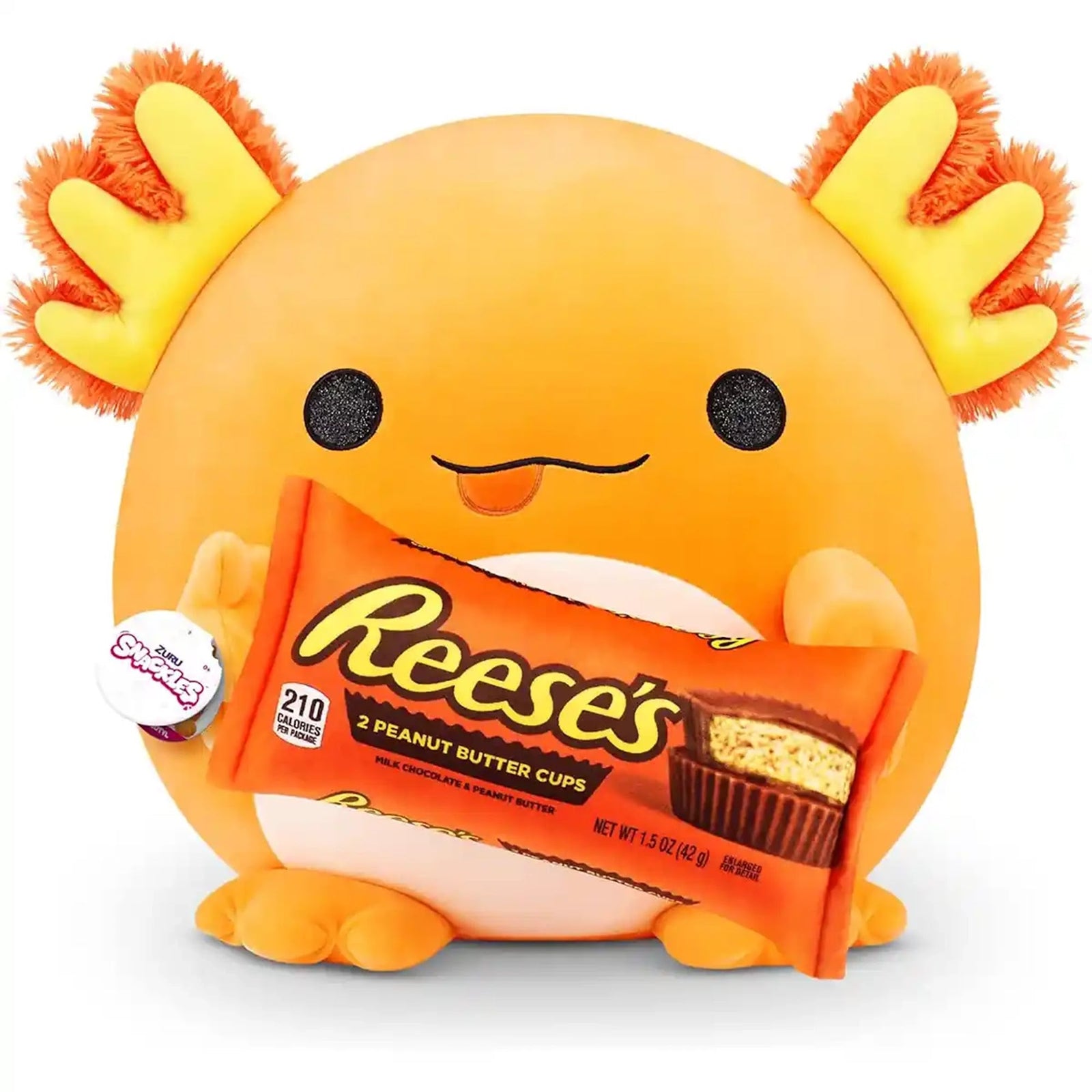 Snackles Medium - Axolotl holding PLUSH Reese's