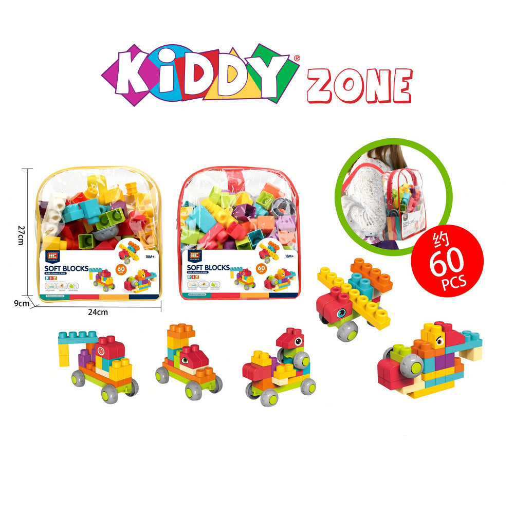 SOFT BUILDING BLOCKS 60PCS - 18M+