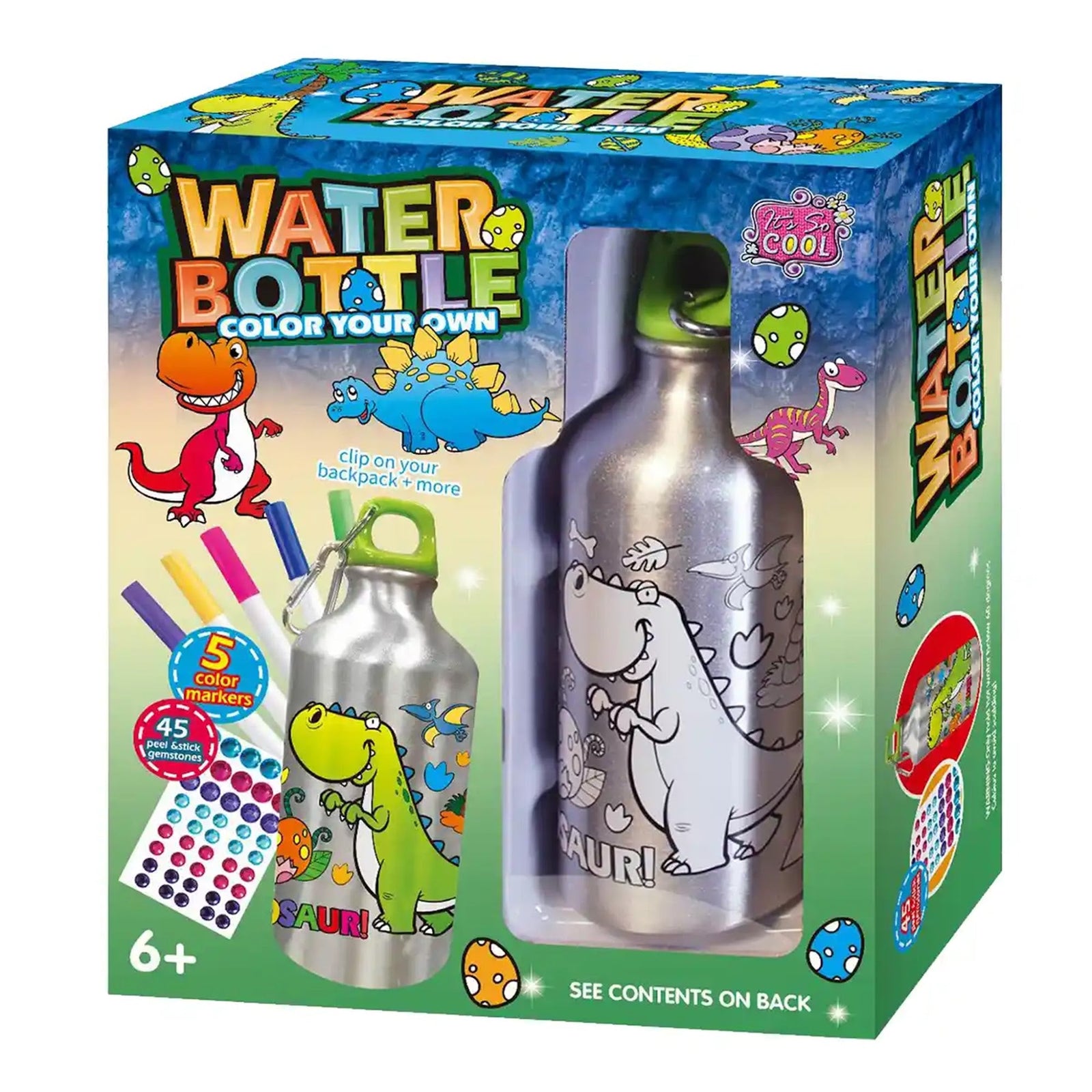 DIY DINOSAUR GRAFFITI WATER BOTTLE (500ML 5-COLOR WATERCOLOR PEN) 6YRS+