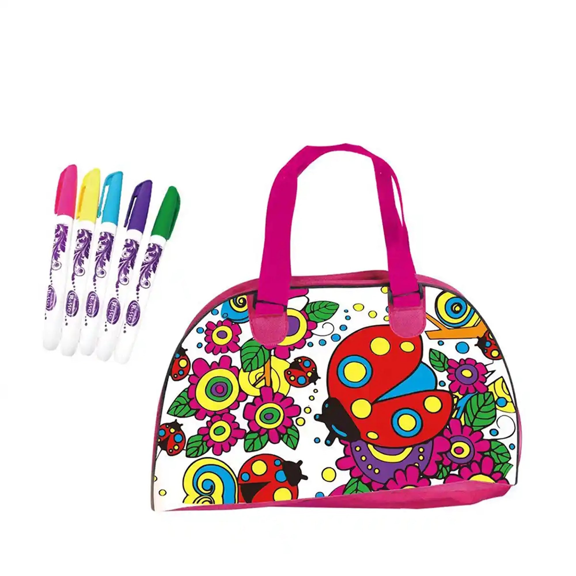 SEVEN STAR LADYBUG - DIY PAINTED WATERCOLOR HANDBAG (5 COLOR WASHABLE PEN) 6YRS+