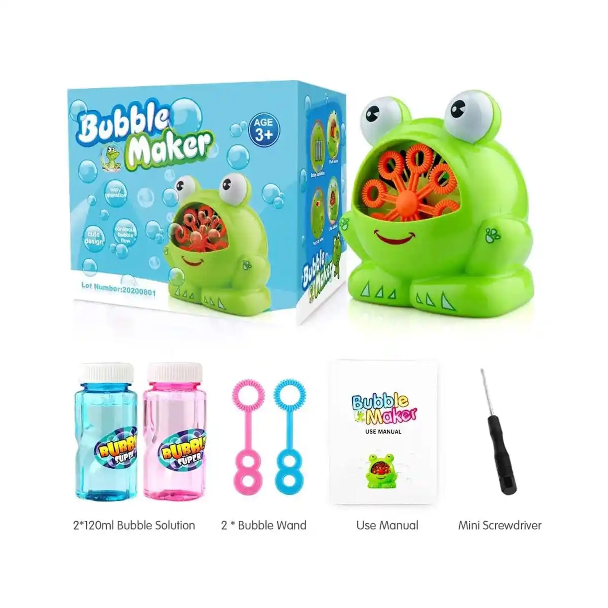 ELECTRIC HAND OPERATED FUN FROG  BUBBLE MACHINE 3YRS+