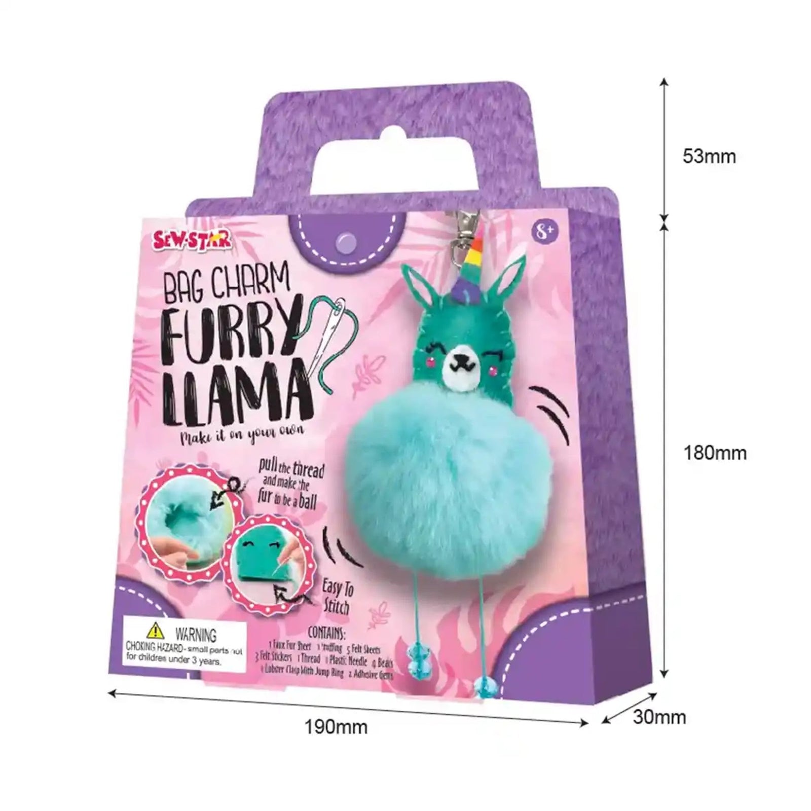 BAG CHARM-FURRY LLAMA