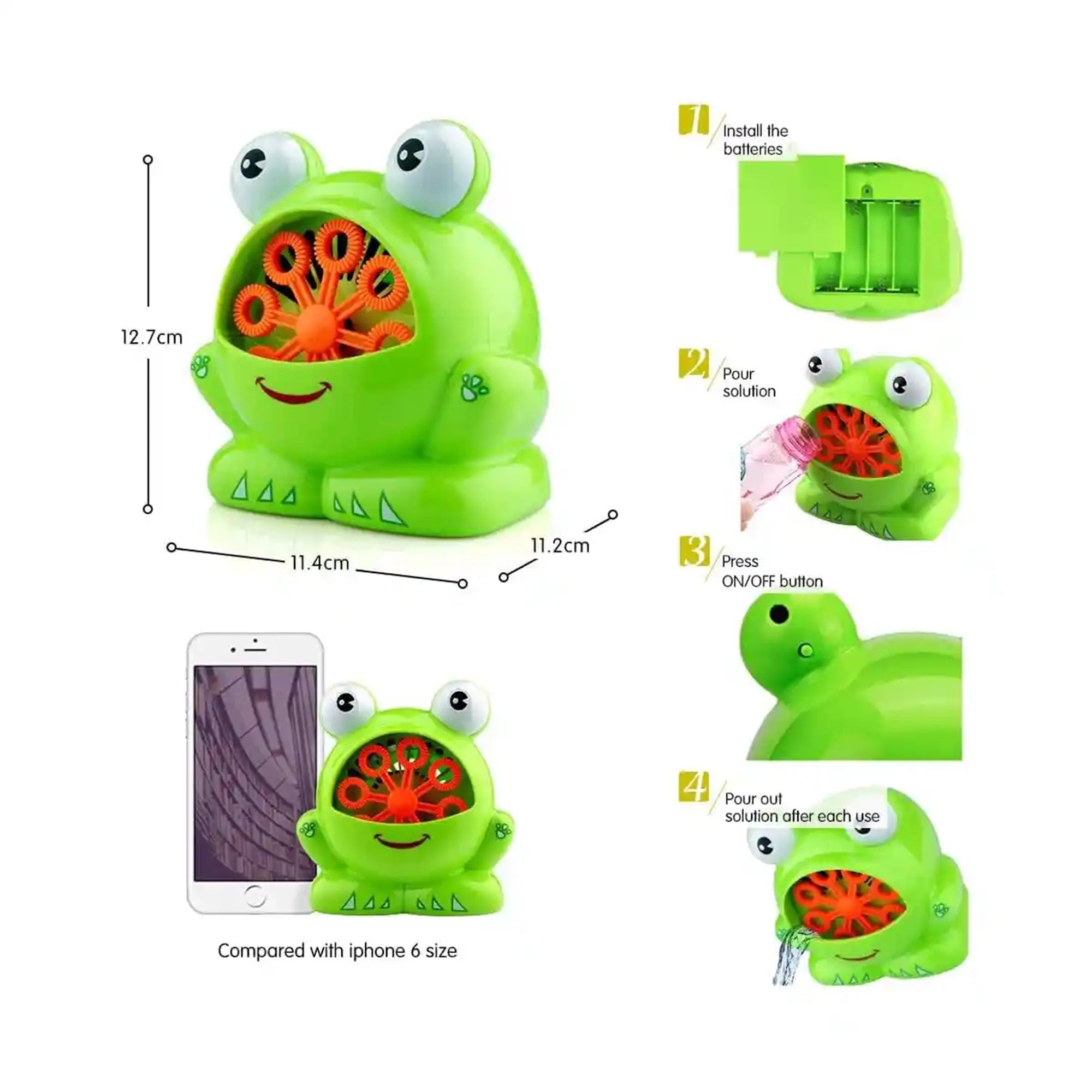 ELECTRIC HAND OPERATED FUN FROG  BUBBLE MACHINE 3YRS+