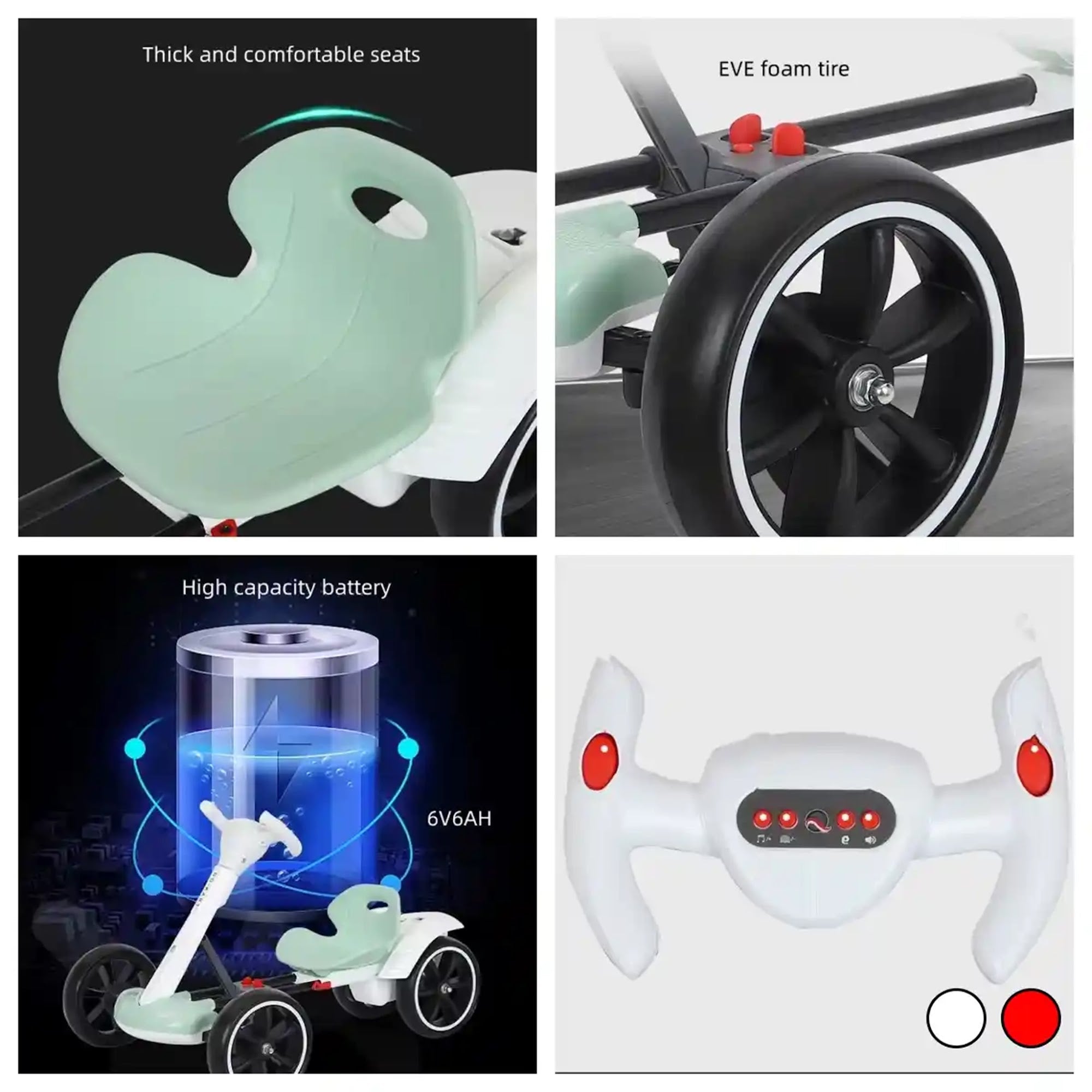 6V Foldable Electric Go Kart for 3yrs+_ Red