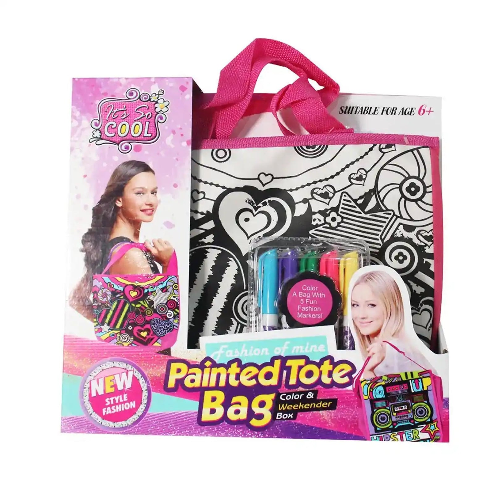 CHERRY DIY PAINTED WATERCOLOR HANDBAG (5-COLOR WASHABLE FOUNTAIN PEN) 6YRS+