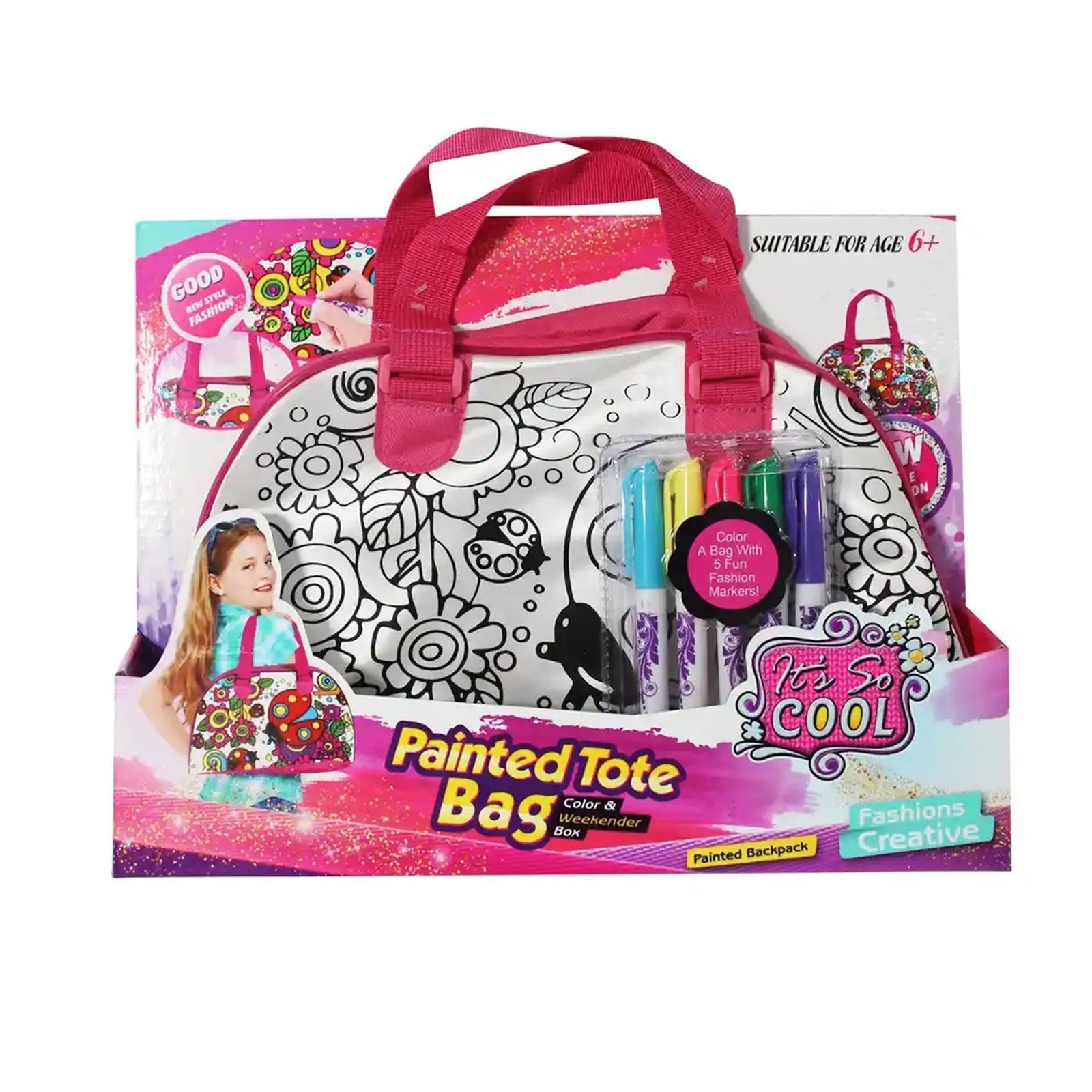 SEVEN STAR LADYBUG - DIY PAINTED WATERCOLOR HANDBAG (5 COLOR WASHABLE PEN) 6YRS+
