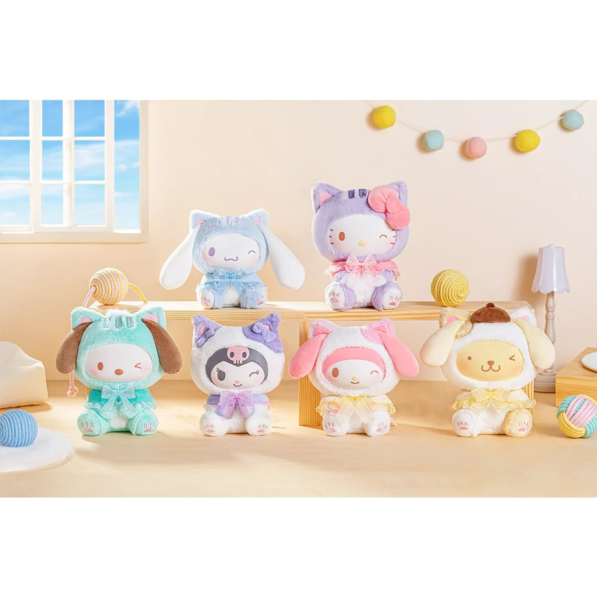 Sanrio characters Play with Kittens Series Plush Pendant Blind Box