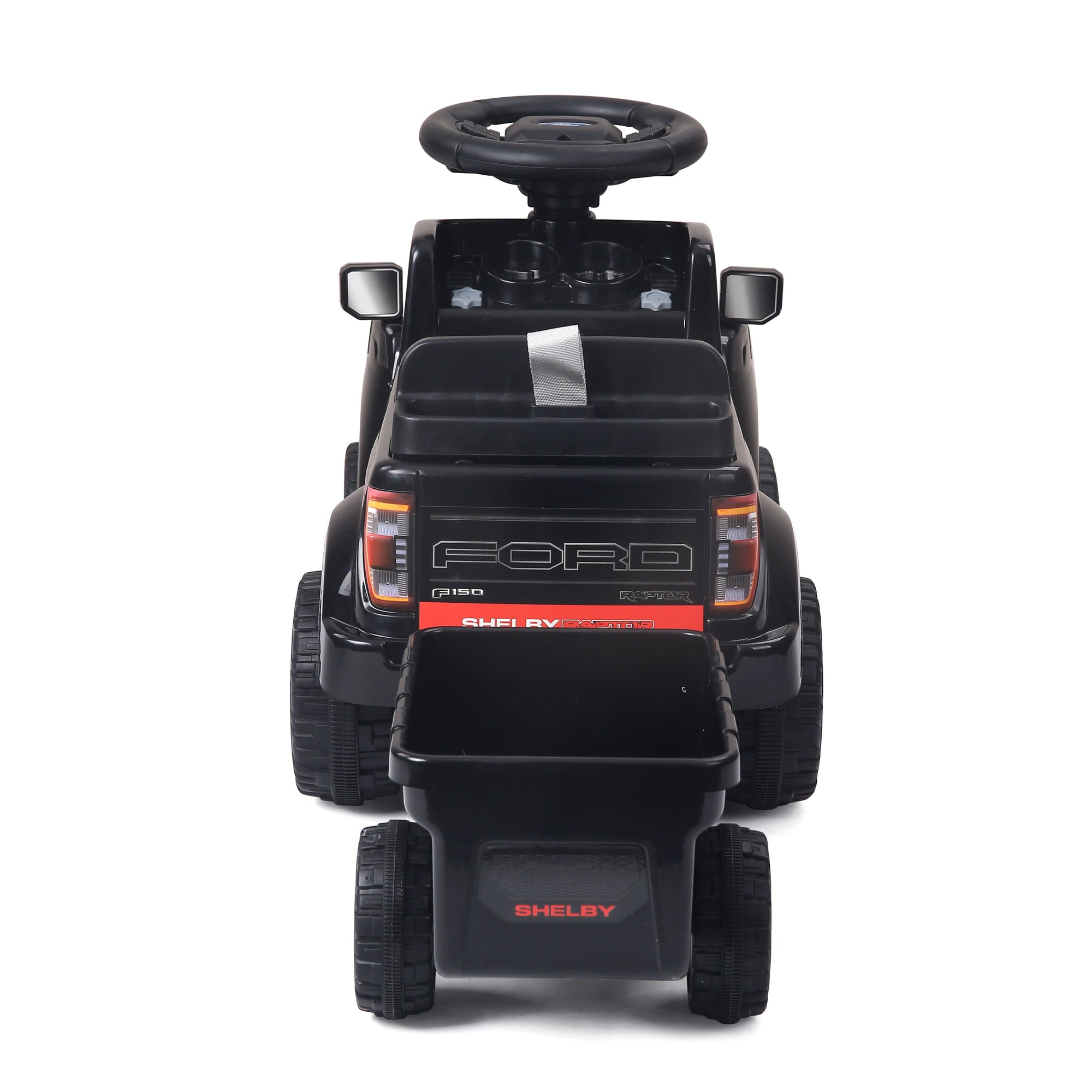 Shelby Ford F-150 Raptor Kids Foot-to-Floor Ride-On Truck with Trailer Black
