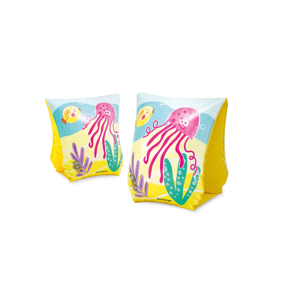 INTEX 9"X6"TROPICAL BUDDIES ARM BANDS, AGES 3-6, PEG BOX