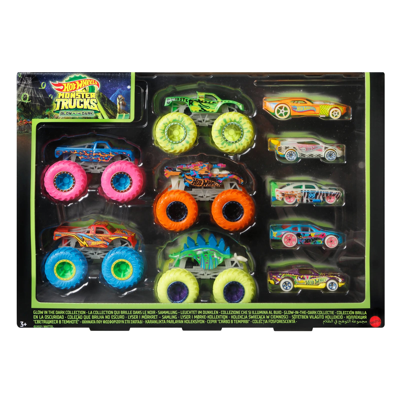 HW MT 1:64 Glow in the Dark Car&Truck Multipck